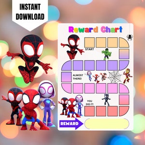 Spidey Reward Chart, Printable Spidey Behavior Chart, Digital Spidey and his Amazing Friends Reward Chore Chart, Kids Routine Sticker Chart