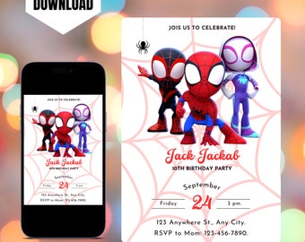 Spidey and Friends Birthday Invitation: Editable Spiderman Template