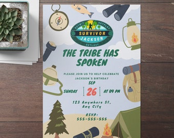 Editable Survivor Birthday Invitation: Explorer Adventure Party