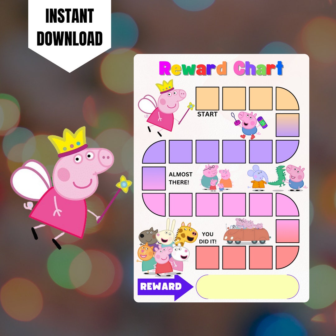 Peppa Pig Reward Chart, Printable Peppa Pig Behavior Chart, Digital ...