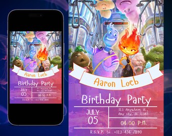 Editable Elemental Birthday Invitation, Canva Printable