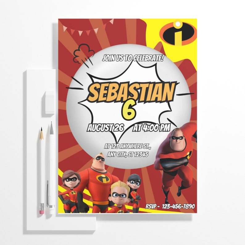 Editable the Incredibles Birthday Invitation, Printable the Incredibles ...
