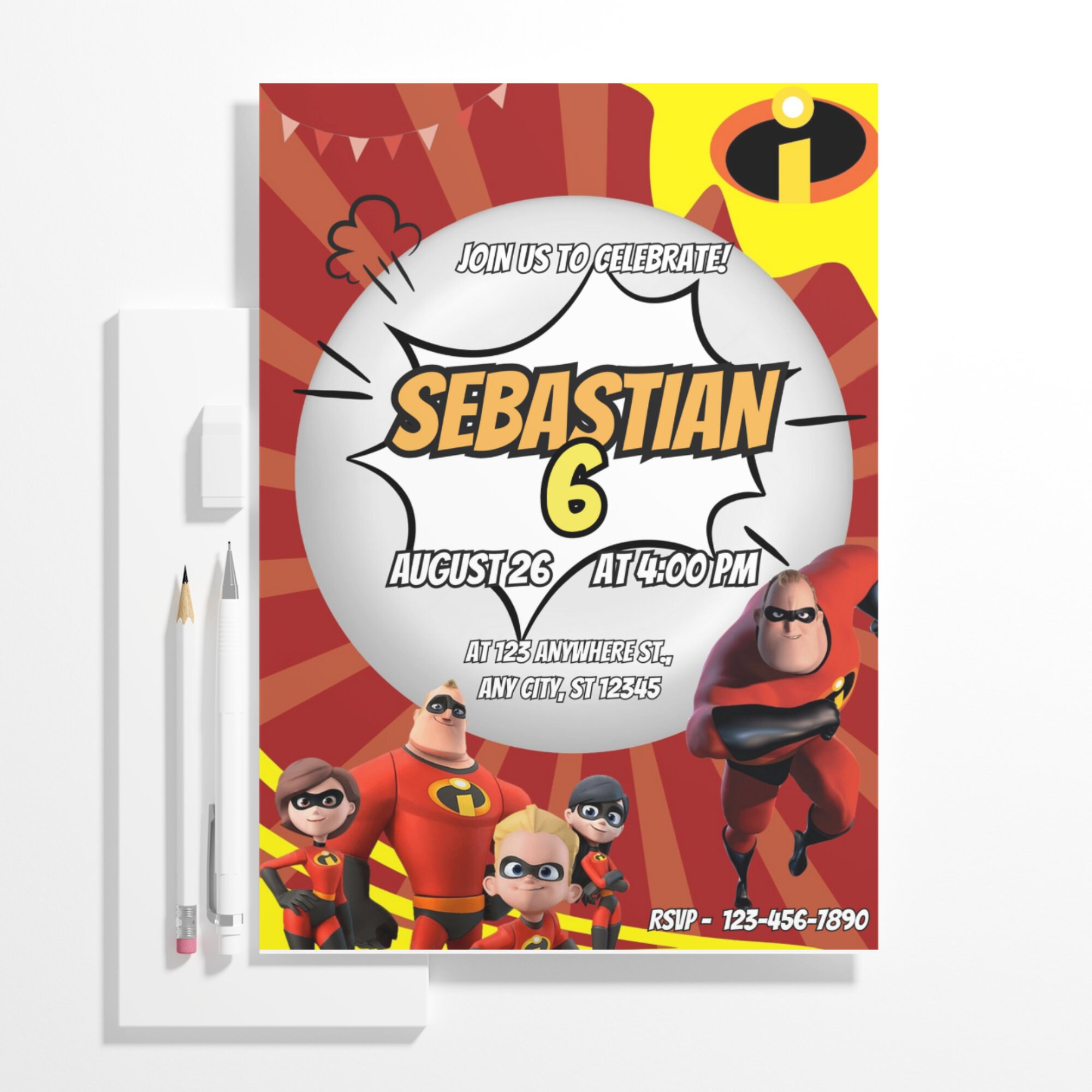 Editable the Incredibles Birthday Invitation, Printable the Incredibles ...