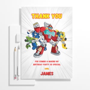 Transformers Thank You Postcards - 8 Pack Bumblebee Birthday Party Favor Cards