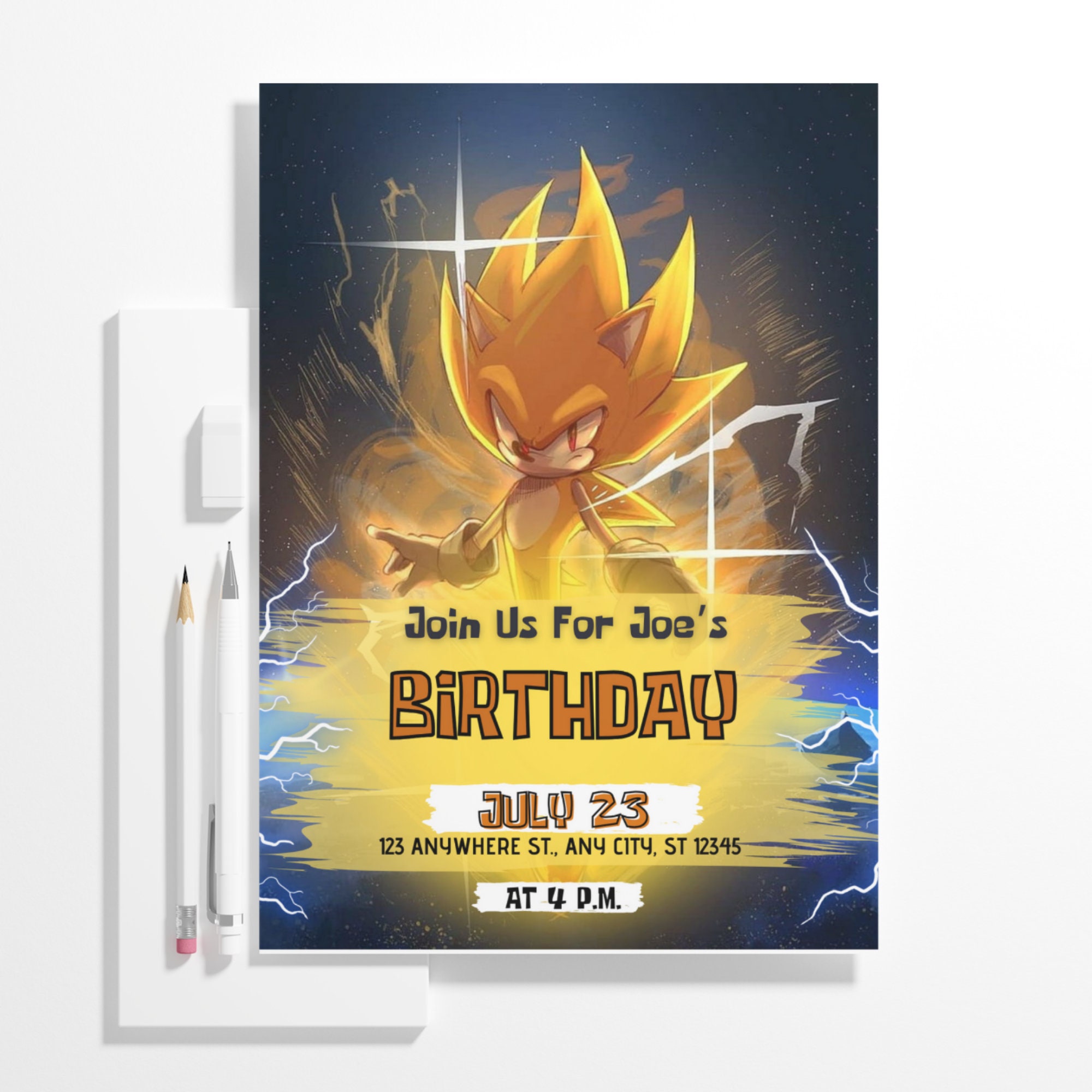 Editable Sonic Invitation Printable Sonic Birthday Invitation Template