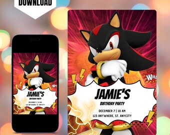 Invitación de cumpleaños editable de Shadow the Hedgehog