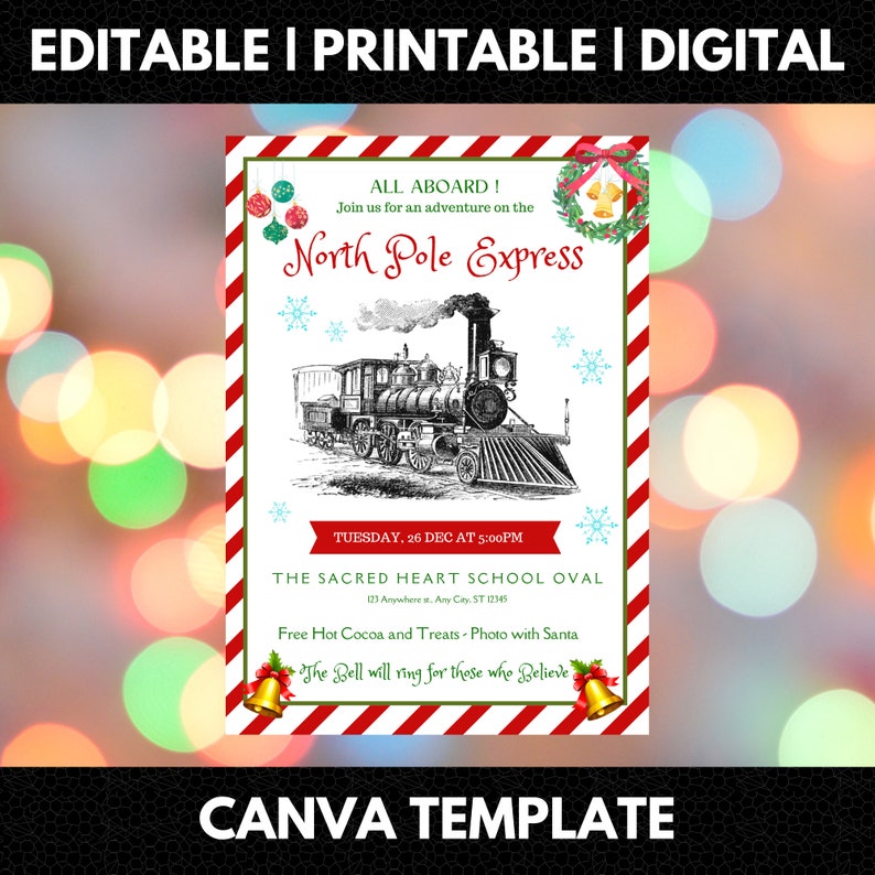 Editable North Pole Express Invitation, Printable North Pole Polar ...