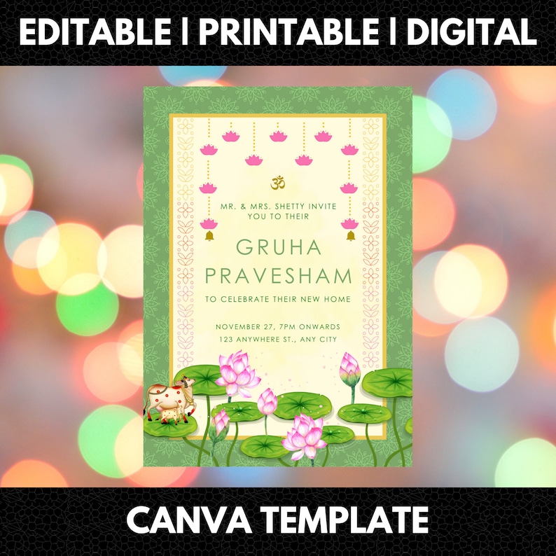 Editable Gruhapravesham Invitation Template: Printable Housewarming - Etsy