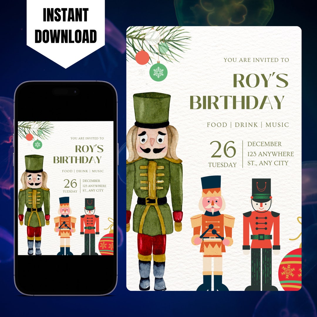 Editable Nutcracker Birthday Invitation Template, Printable Nutcracker ...