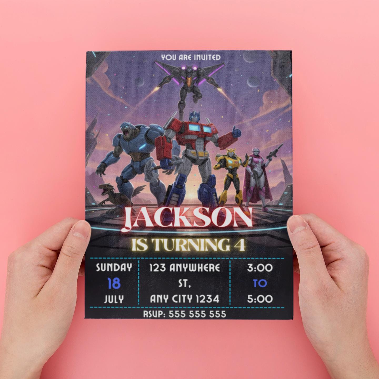Optimus Prime Birthday Invitation: Transformers Party, Editable Canva ...