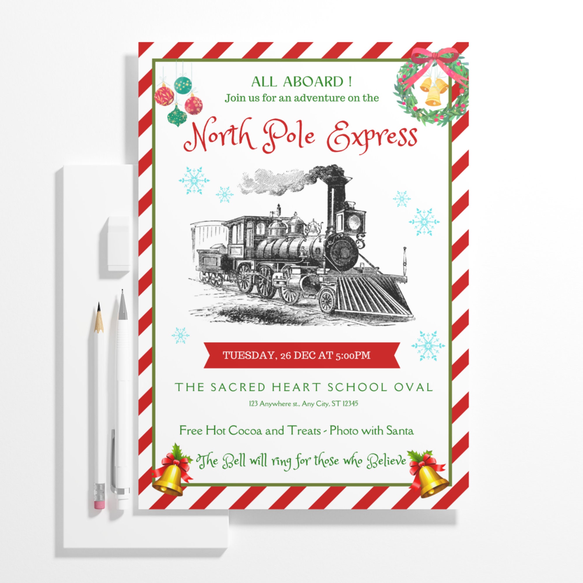 Editable North Pole Express Invitation, Printable North Pole Polar ...
