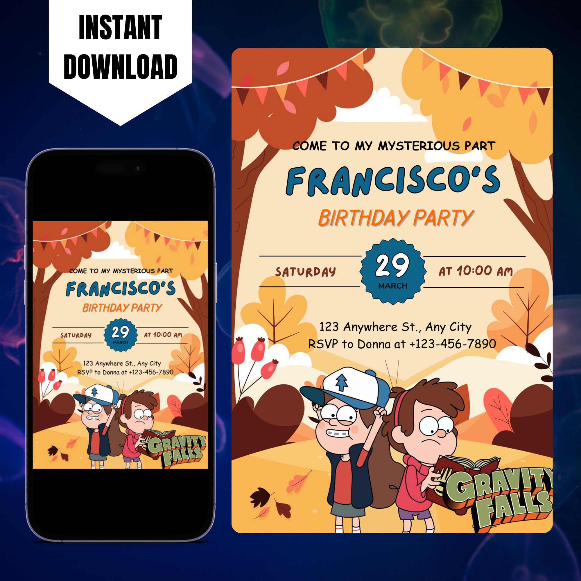 Editable Gravity Falls Birthday Invitation, Printable Gravity Falls ...