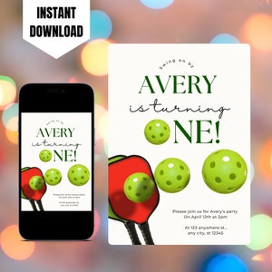 Editable Pickleball Invitation, Printable Pickleball Birthday Invitation, Digital Pickleball Party Invitation, Kids Pickleball Invite Canva