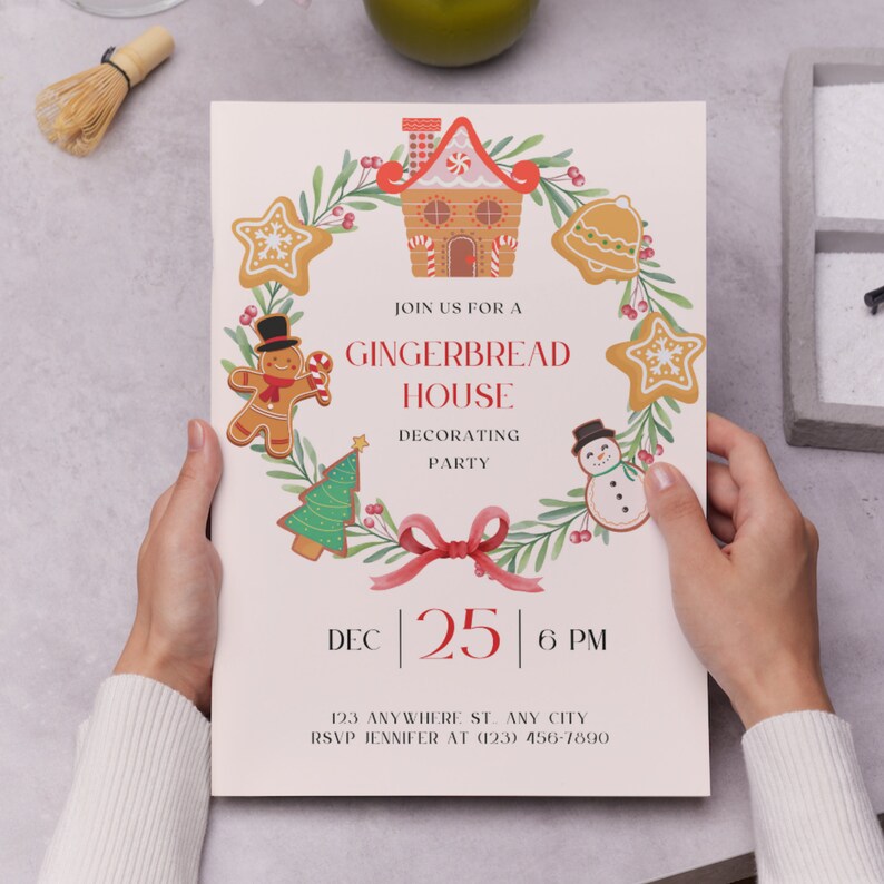 Editable Gingerbread House Invitation Printable Gingerbread - Etsy