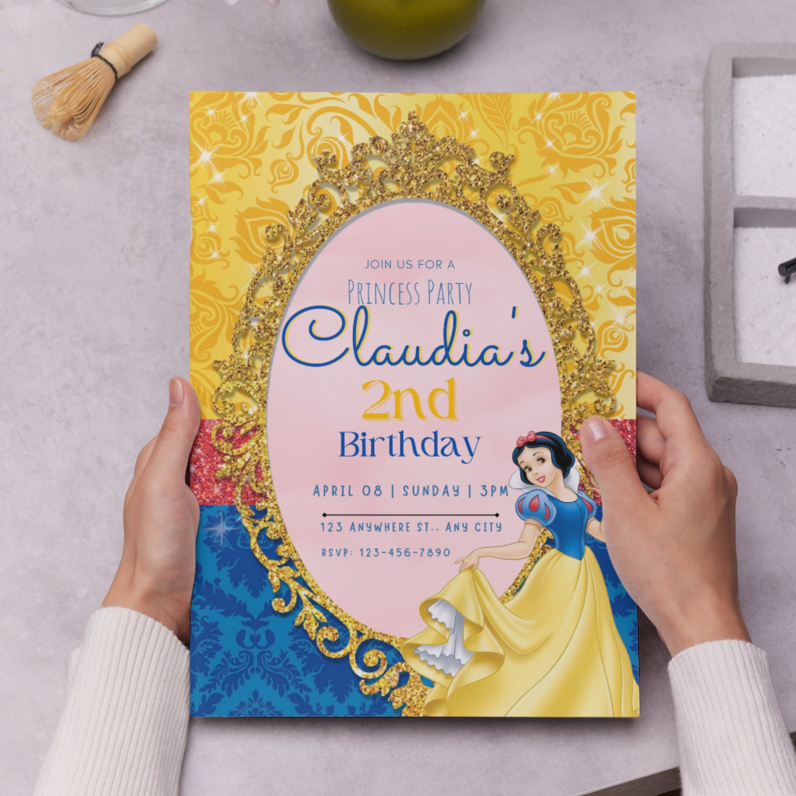 Editable Snow White Invitation, Printable Snow White Invite, Digital