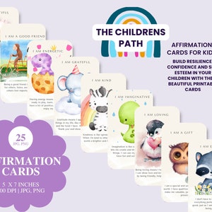 Tarjetas de afirmación positiva para niños - Aumentar la confianza, la resiliencia - Imprimible y digital - Empoderamiento diario - Plataforma de construcción de autoestima