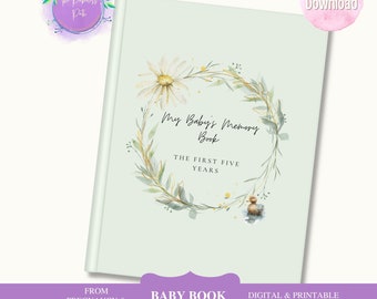 Digital Baby Journal - printable Baby book, Memory Book for new mums - Personalise and print this beautiful keepsake - Gender neutral design