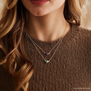Gepersonaliseerde geboortesteenketting, 2 geboortesteenketting, gepersonaliseerde sieraden, verjaardagscadeau voor haar, jubileumcadeau, kerstcadeau