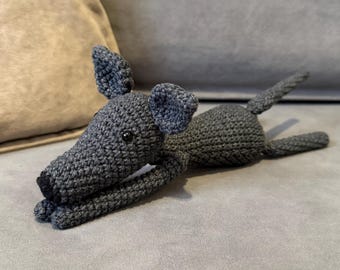 Mini Greyhound Amigurumi – 17 cm Handmade Crochet Plush, Pet Memorial Keepsake, Sighthound Lover Gift