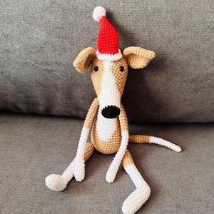 Levriero di Natale, Levriero di Babbo Natale, Whippet, Levriero italiano, cane di peluche - Regalo di Natale perfetto