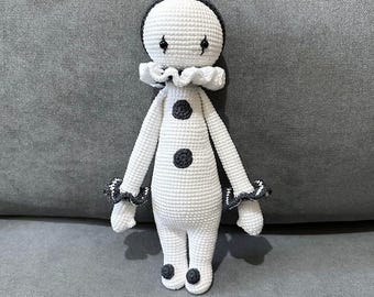 Pierrot Doll, Halloween Decorative Doll, Crochet Pierrot – Unique Pierrot Toy