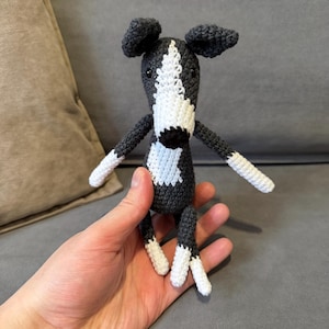 Whippet mini, Greyhound, Italian Greyhound Toy - Perfect Gift for Dog Lover (17 cm) Black+White