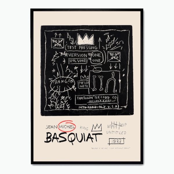 Affiche Jean Michel Basquiat | Impression de l'exposition Basquiat | Pop art américain | Art moderne| Décoration d'art murale