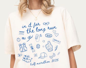 Custom Half Marathon Shirt, Gifts for Runners, Running Doodle T-shirt, Runner Shirt, Personalized Half Marathon 2025 Shirt, 13.1 Miles Shirt