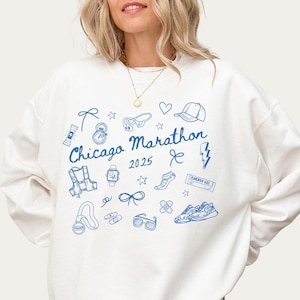 Personalized Marathon Runner Doodle Sweatshirt, Custom Marathon Finisher Completion Time Celebration Gift, 26.2 Marathon Motivation Gift