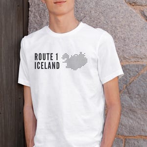 T-shirt Islande Route 1, chemise islande voyage sur la route périphérique, chemises assorties Islande Route 1, t-shirt vacances Islande, t-shirt voyage de groupe islandais 2025