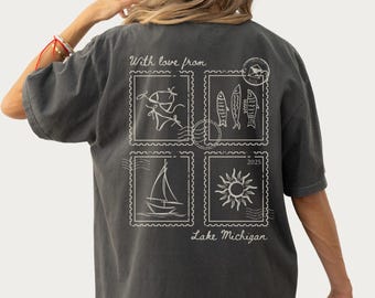 Sommer See Mädchen Reise Shirts, benutzerdefinierte Mädchen See Vibes Wochenende T-Shirt, Besties Lakeside Camping Gruppe Shirt, Mädchen Vacay Doodle Stempel T-Shirt