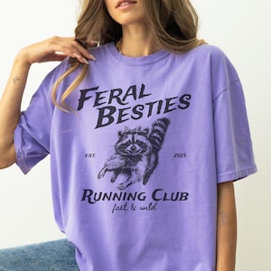 Feral Besties Raccoon Running Shirt, Funny Running Best Friend Gifts, Running Buddy Gifts, Coquette Raccoon Matching Runner Partner Shirts