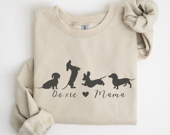 Dackel Mama Sweatshirt, Dackel Mutter Geschenk, Dackel Silhouette Rundhalsausschnitt, Geschenk für Dackel Besitzer, Dackel Grafik Shirt, Dackel Fan T-Shirt