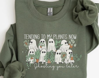 Lustiges Geist Pflanzen Halloween Sweatshirt, Pflanzen Dame Geschenk, Introvertierter Pflanzengeist Shirt, Geister Pflanzen süchtig Shirt, sarkastisches Ghosting Sie Shirt