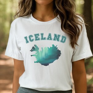 T-shirt d'Islande, chemise d'Islande aurores boréales, t-shirt aurores boréales, cadeau pour voyageur, T-shirt de carte d'Islande, voyage sur la route 1 de l'Islande