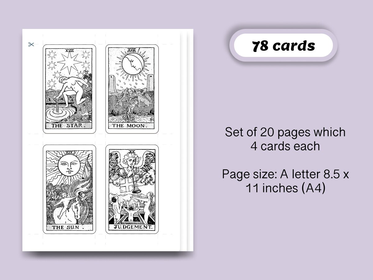 Tarot deck printable digital tarot deck raider waite tarot deck tarot ...