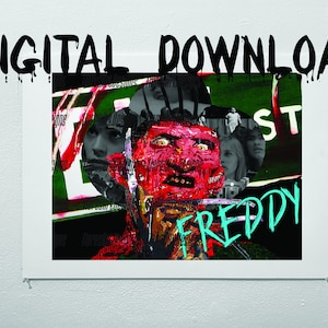 Freddy Krueger Collage Wall Art, Printable Wall Art, Horror,Freddy Krueger Printable Poster, Horror Wall Print, Freddy Krueger Collage
