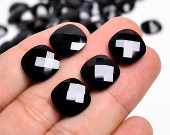12 x 12 mm schwarzer Spinell 7.45ct Durchschnittsgewicht Kissenschliff Schachbrett lose Edelsteine Schmuckherstellung Versorgung