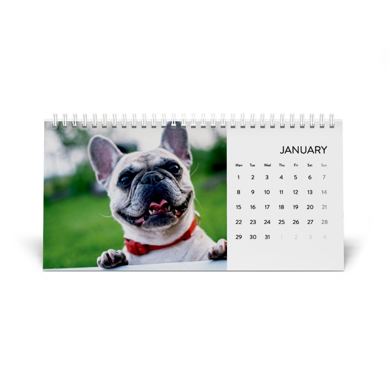 Cute Dog Desk Calendar 2024 Grid Etsy
