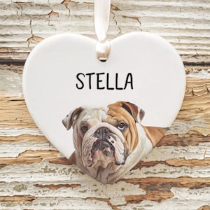 Personalized Bulldog Ornament - Watercolor Pet Photo Ornament Gift for Bulldog Lover - Custom Bulldog Ornament Gift