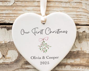 Personalized Couples Christmas Ornament 2025 - First Christmas Together Ornament - Couples Gift w/ Names and Date - Couples Ornament
