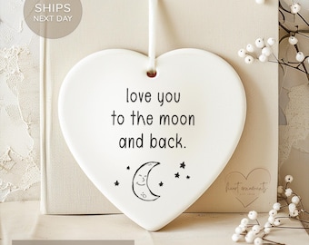 I love You To The Moon and Back Christmas Ornament - Personalized Gift for Couples - Custom Gift for Boyfriend + Girlfriend