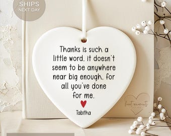 Thank You Gift - Personalized Thank You Ornament - Thanks is Such a Little Word - Custom Thank You Keepsake - Gratitude Heart Ornament Gift