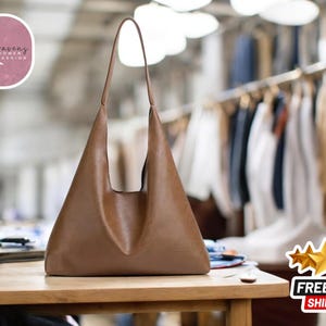 Stylische Umhängetasche aus Leder | Weiche Qualität große Tasche | Geräumige Hobo Geldbörse | Lässige Alltagskleidung | Trendige Damenhandtasche