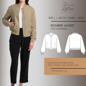 Bomber Jacket PDF digital sewing pattern  [[ SIZE L | AU14 | EU42 | US10 ]]