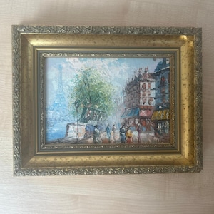 Original Signed Caroline Burnett Oil Painting – Vintage Paris Scene