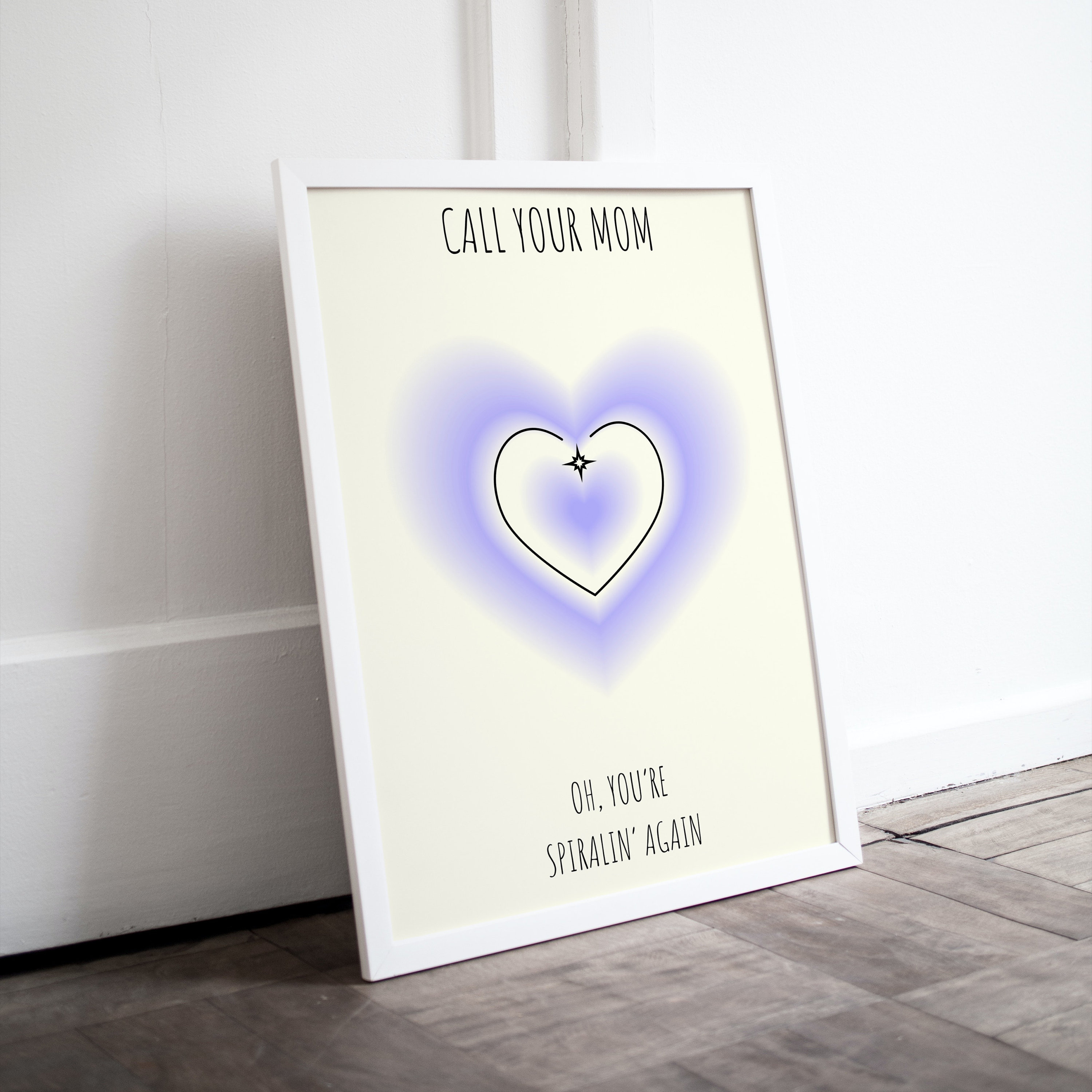 Call Your Mom Lyrics Art Print Song Poster With Elegant Gradient Heart
