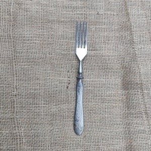 1950s Soviet Union Stainless Steel Fork - Authentic Kitchen Artifact with Age Marks - Antique Kitchen Item