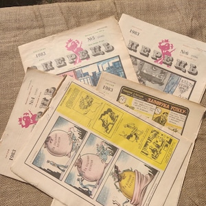 Revista satírica ucraniana poco común de 1983 - Revista soviética antigua "Perets" - Caricaturas y anécdotas humorísticas de la Guerra Fría - Sátira política
