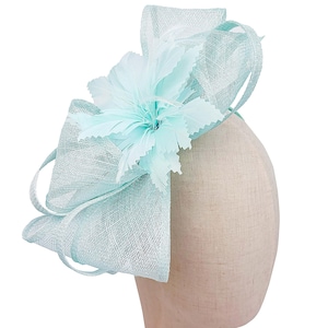 New Baby Blue Colour Fascinator Hatinator with HeadBand Weddings Races, Ascot, Kentucky Derby, Melbourne Cup - Bow Shaped